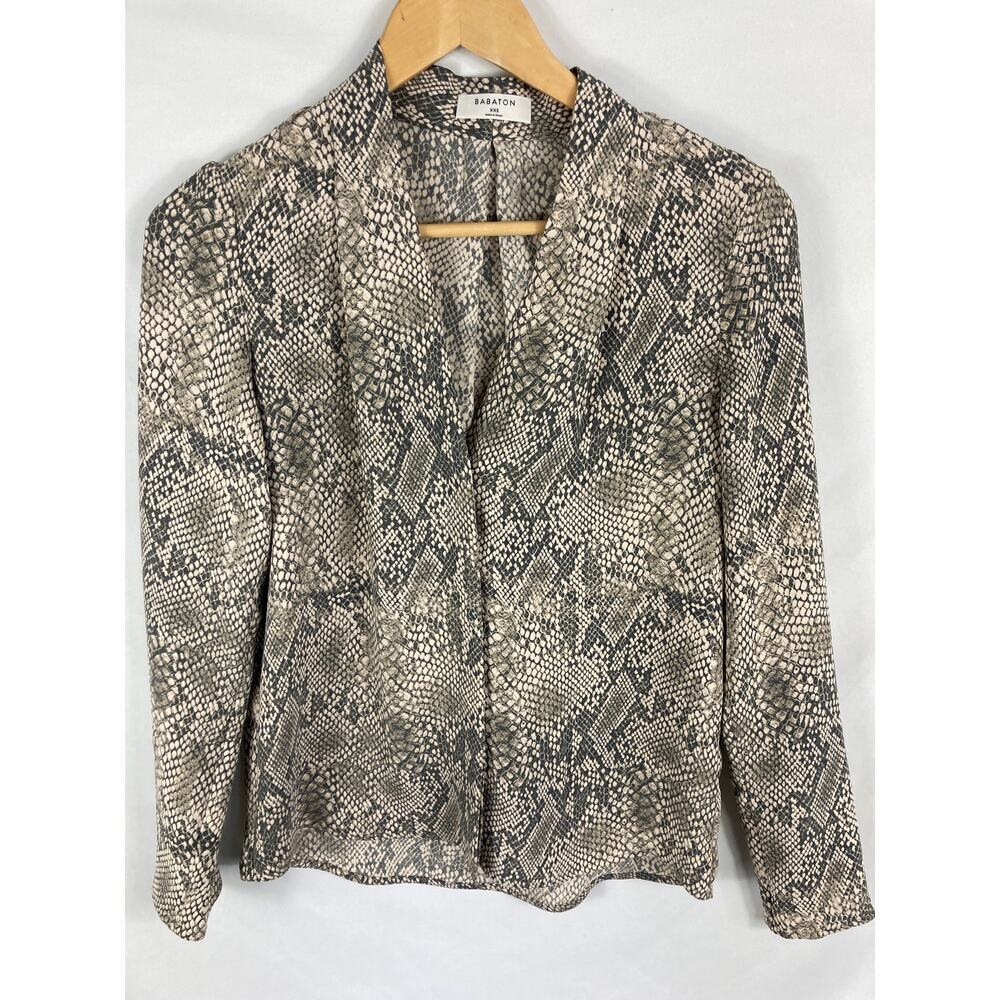 Babaton by Aritzia Akira Snakeskin Blouse Size XXS
